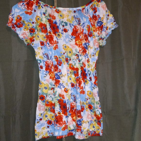 Rainbow Flower T shirt Blouse - Picture 2 of 6
